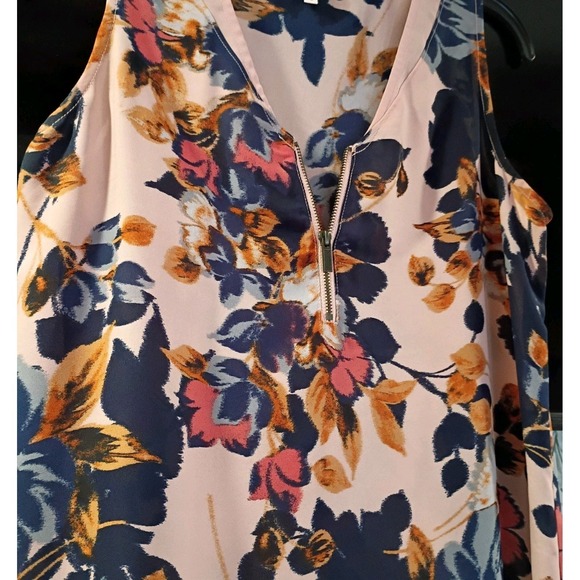 Maurice's Womens Small Pink Floral Sleeveless Sheer Blouse V Neck Summer Casual - Picture 5 of 7